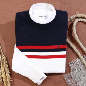 Tommy Hilfiger Cotton Knit Sweater - Navy & White