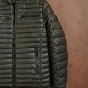 Faux Leather Regular Fit Bomber Jacket - olive
