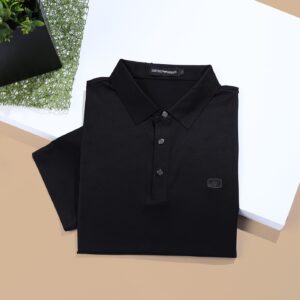 Emporio Armani Polo Shirt Logo Embossed - Black