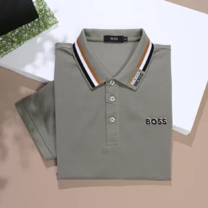 Boss Polo Shirt buttons Olive