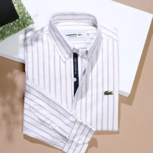 Lacoste Striped Orang and Blue Oxford Shirt - Big Size
