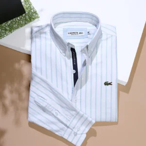 Lacoste Striped Green and Blue Oxford Shirt