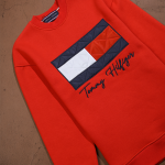 Tommy Hilfiger Sweatshirt Round Neck With Embroidered Flag On The Chest