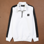 Balmain Quarter Zip Sweatshirt With Stripe On The Sleeve