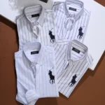 Big Size - Polo Regular Oxfored Strip Shirt Embroidered