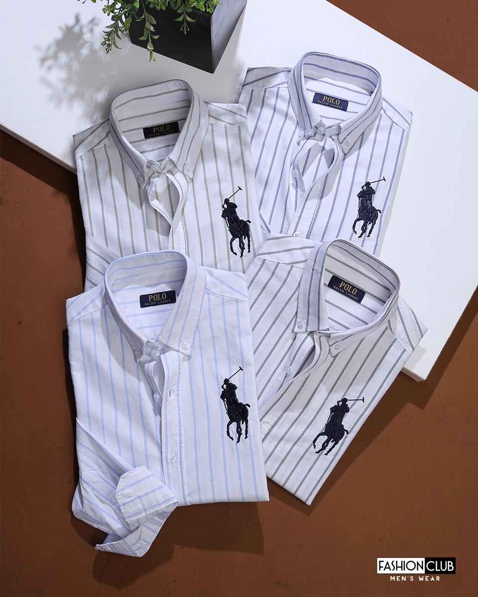 IMG_0179 copy Polo Regular Oxfored Strip Shirt Embroidered - Image 1