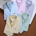 Big Size - Lacoste Regular Fit Striped Oxford Cotton Shirt