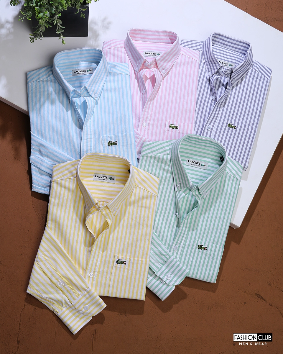 IMG_0193 copy Lacoste Regular Fit Striped Oxford Cotton Shirt - Image 1